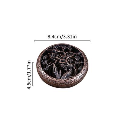 Antiker Räucherstövchen mit hohlem Deckel Pflaume Orchidee Bambus Metall Mückenabwehrspulenhalter Zuhause Sandelholz Räucherofen Platte