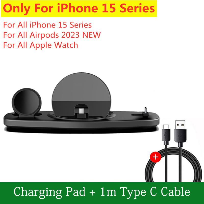 Estação de Carregamento Rápida 3 em 1 Base Dobrável Carregador Sem Fio Suporte Dock Para iPhone 15 14 13 Samsung S23 22 Apple Watch AirPods Pro