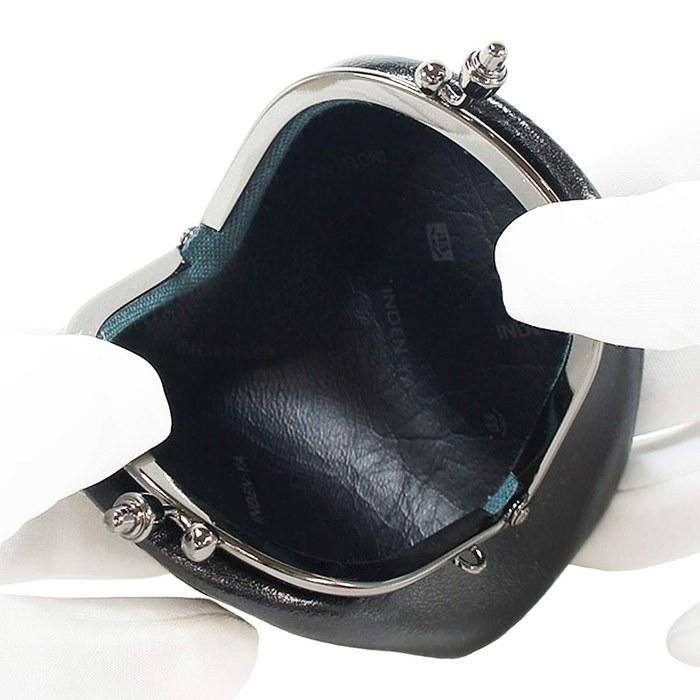 [Inden-ya] [Inden] Coin Purse 72H Deer Leather Black X Red Lacquer Rhombus-Chrysanthemum Pattern 1105-21-017 Black, Red