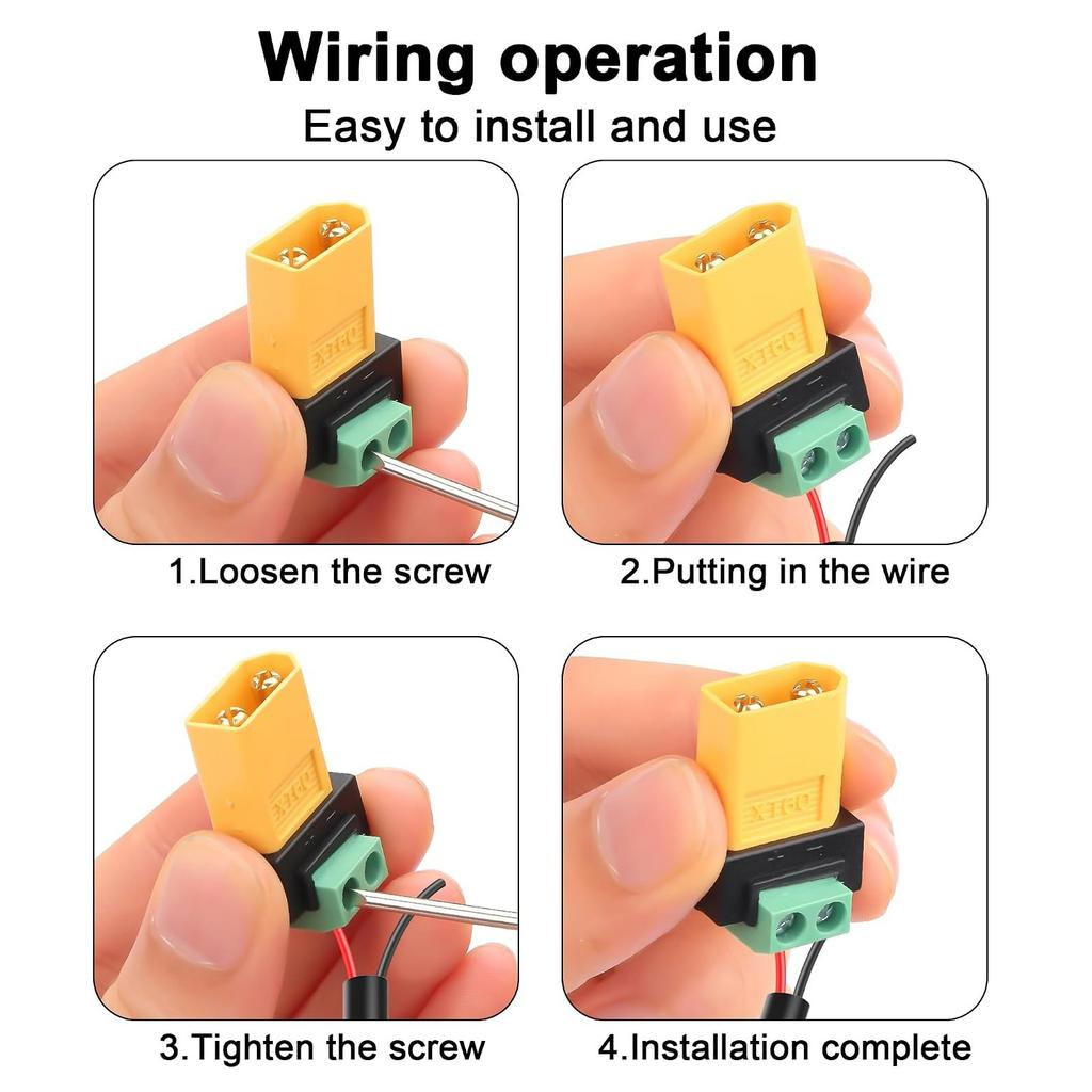 XT60 Male Female to 2PIN Screw Terminal Solderless Adapter Connector For Solar Panel FPV Drone Model Aircraft Balance Charger