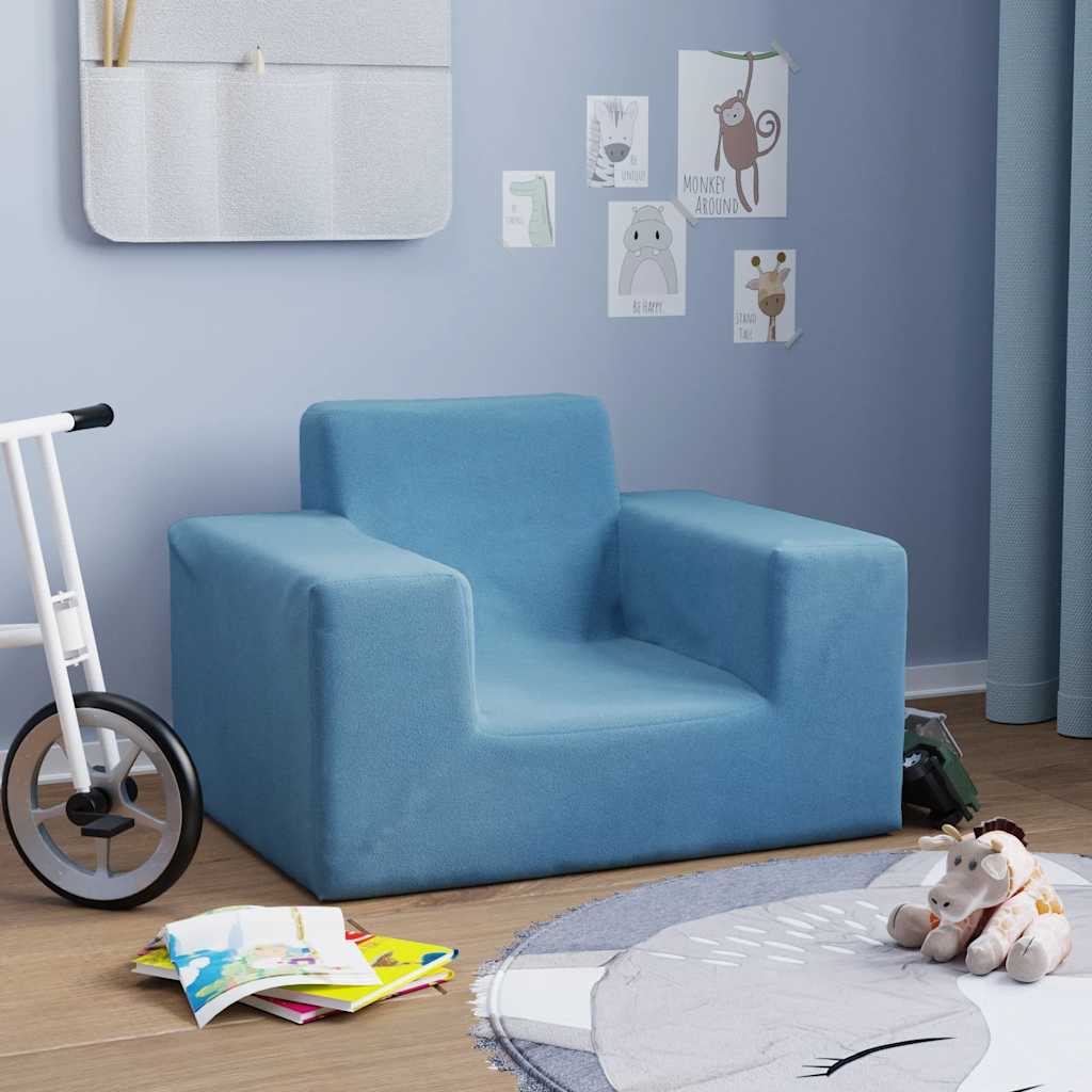 Children S Sofa Blue Soft Plush