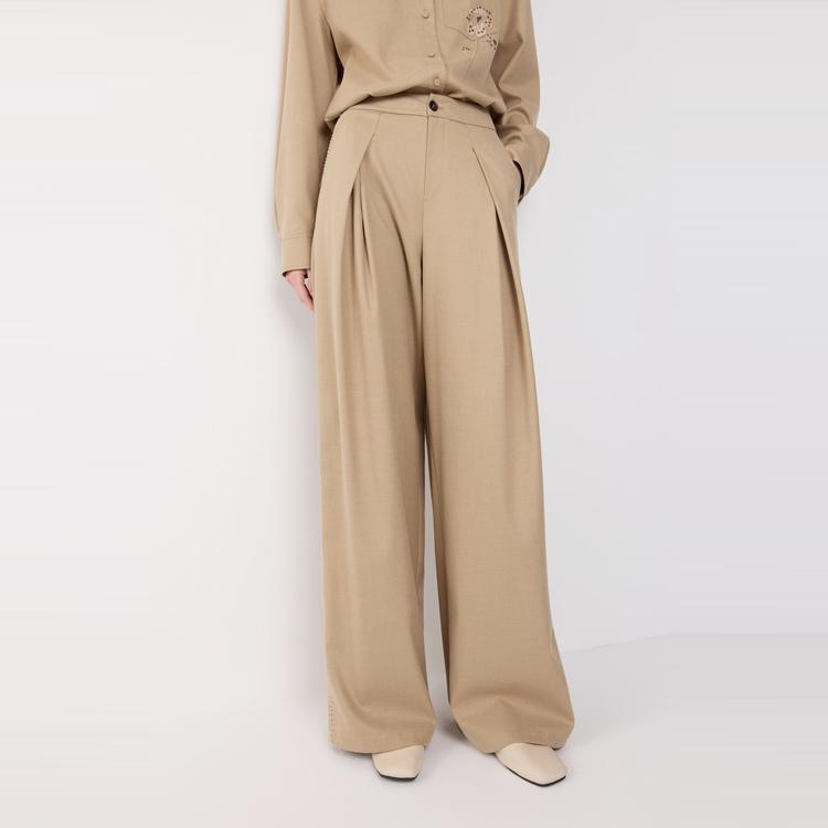 ELLE French Brushed Fashion Design Loose Versatile High Waist Commuter Wide Leg Pants Casual Pants Women Bottoms EK53183