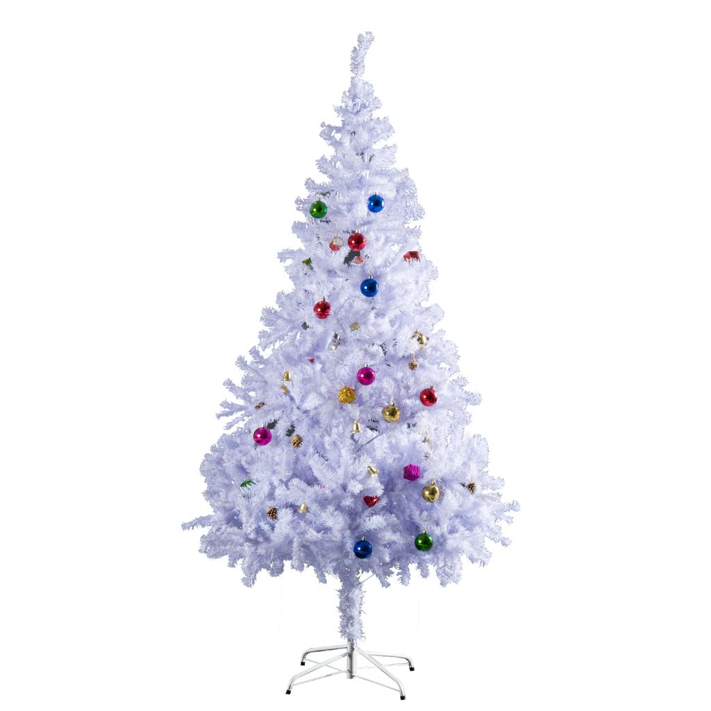 Artificial Christmas Tree 150cm White with 680 PVC Branches and 48 Decorations