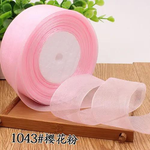 (50yards/roll) 12/15/20/25/40mm Organza Ribbon Gift Wrapping Decoration Christmas Silk Ribbons for Wedding DIY Craft Handmade