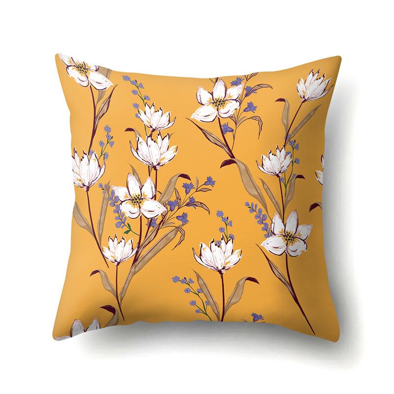 Polyester Kissenbezug Dekorative Blumen Haus Pflanze Druck Kissenbezug Lendenkissen Sofa Kissenbezug