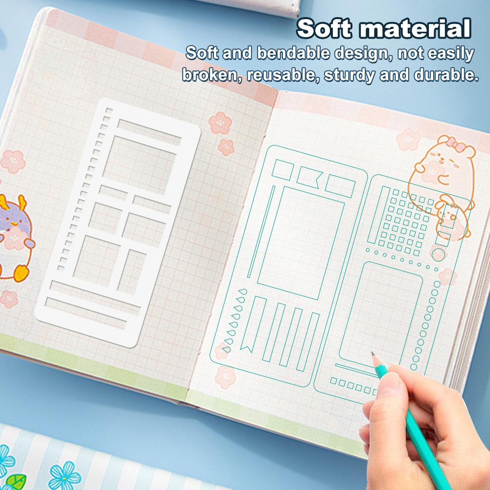 3-Pack Stencils Drafting Tools Reusable Templates Planner Stencils Drawing Checklist Stencils for Boxes Lines & Daily Planning