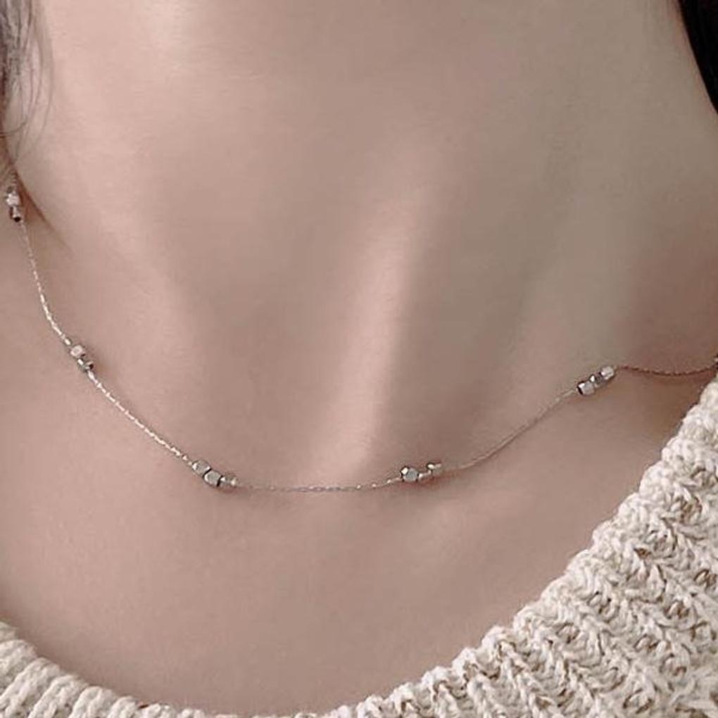 Surgical Steel Mini Square Layered Skinny Necklace