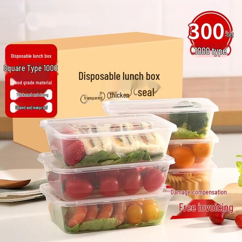 

HANDUNYOU Disposable Square Plastic Food Containers with Lids