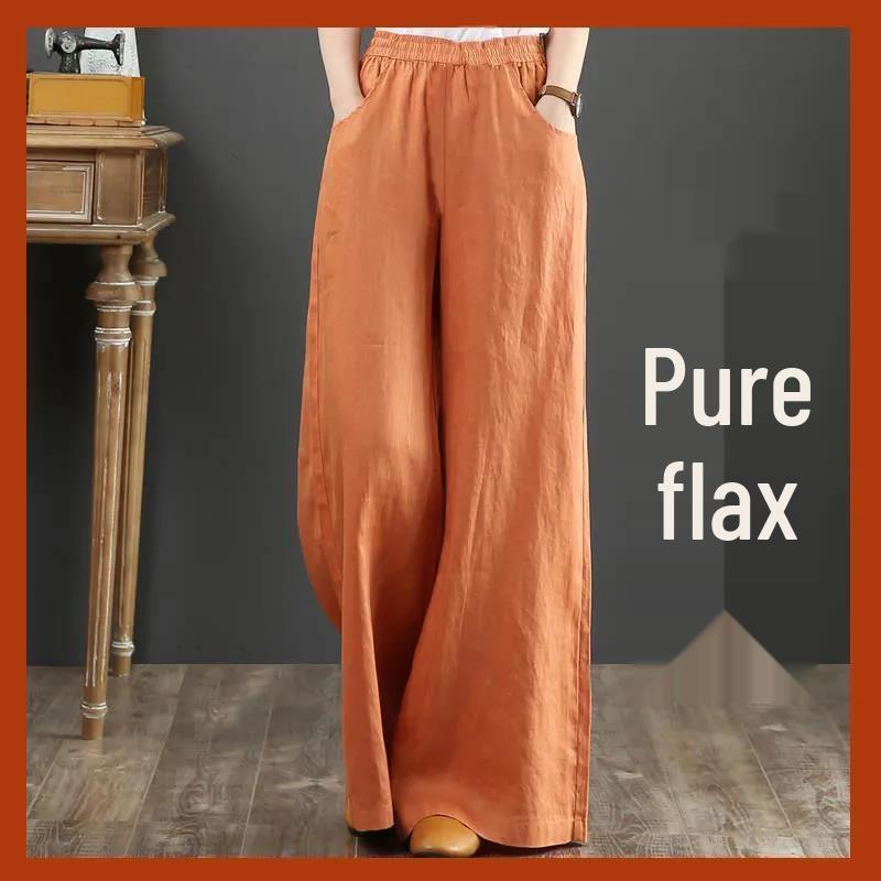 

Highly Rated Clearance Women s Cotton Linen Casual Long Pants, Elastic Waist, Slimming, Versatile XXXL [146-155 lbs] оранжевый