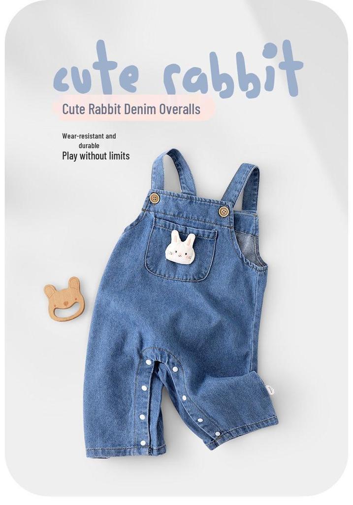 Youqi Autumn 2025 Denim Baby Girl Pants Set: Two-Piece Outdoor Wear