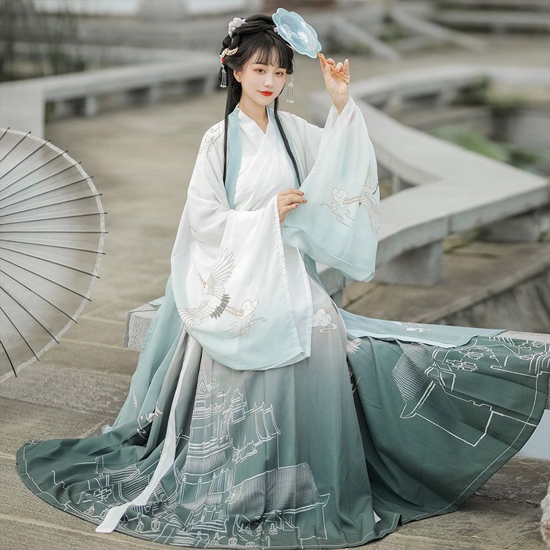 Čínsky štýl dynastií Wei a Jin Hanfu Víla Elegantná Košeľa s Veľkými Rukávmi Súprava do Pása