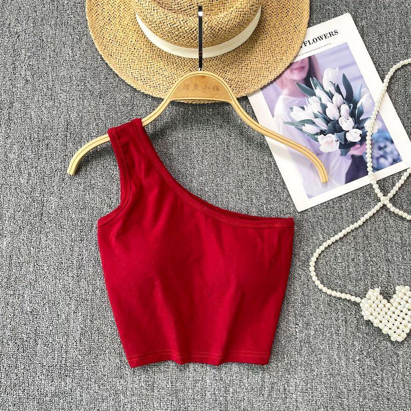 Summer Vest for Women Outwear 2024 New Arrival Sexy Short Sleeveless with Chest Pad Tops Sexy Scheming off-the-Shoulder Sling