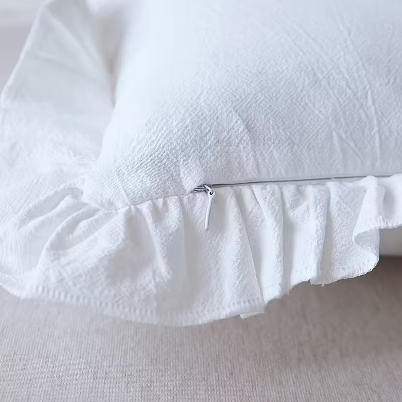 With Lotus Frill French Lace Pillow Cover Washed Material Comfortable Embroidered Cushion Cover Soft Pillow Shell Bedroom