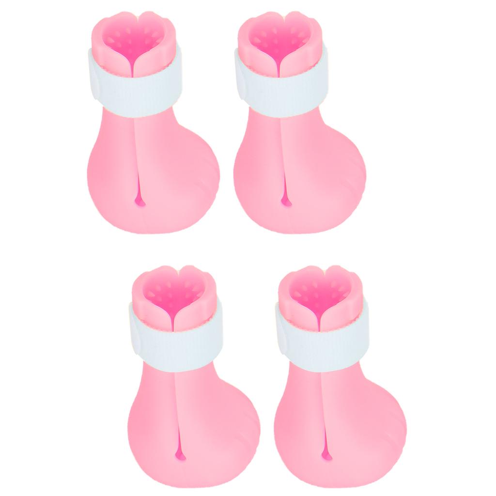 4pcs AntiScratch Cat Foot Covers Adjustable Silicone Pet AntiOff Claw Shoes Boots Cover(Pink )