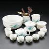 New Tea Set Household High-grade Suet Jade Full Set Chinese Cover Bowl Tea Cup Kung Fu Tea Set Gift Box