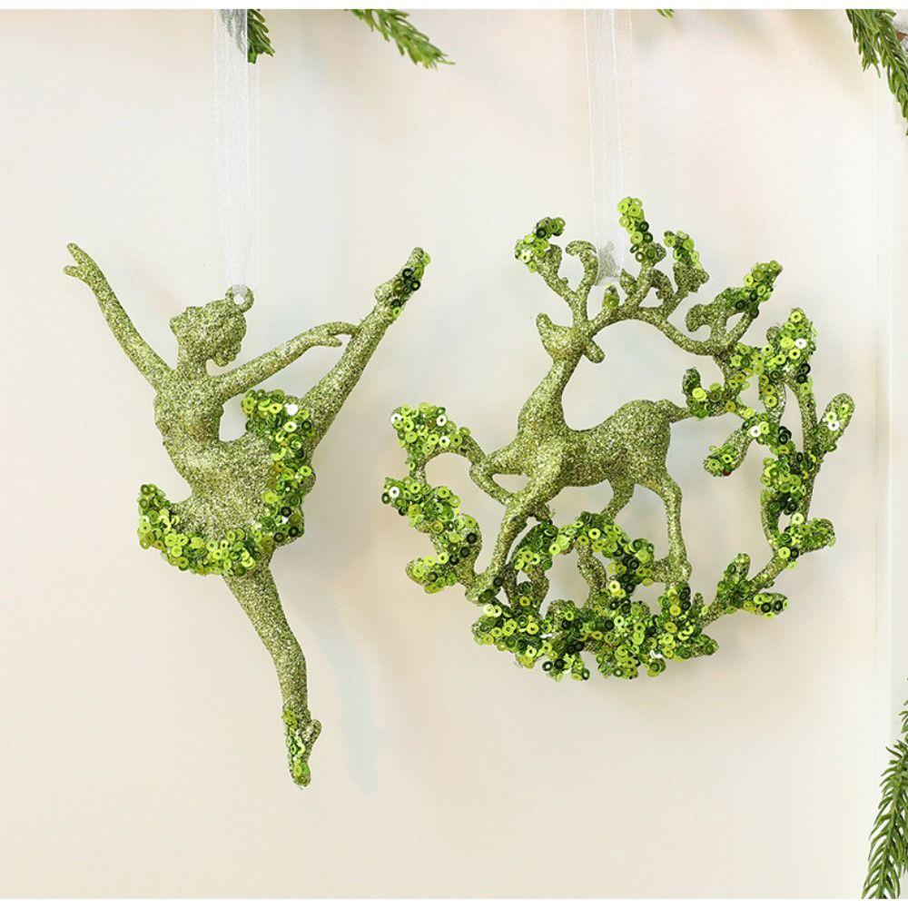 Elk Snowflake Star Garland Christmas Merry Hanging Decoration Plastic Red Christmas Ornaments Gold Glitter