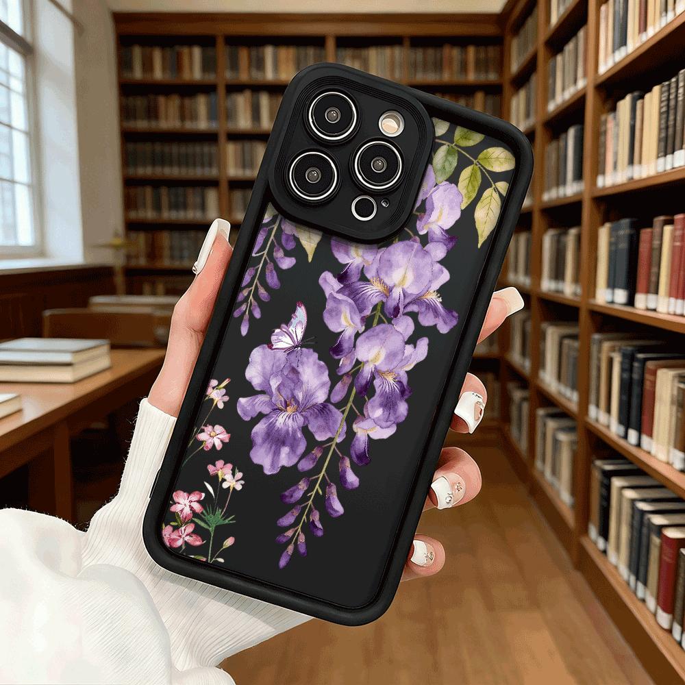 Wisteria Iris Butterfly Watercolor Anti-Slip TPU Phone Case For Xiaomi Redmi Note 15 14 13 12 11 10 9 Pro Full Protective Cover