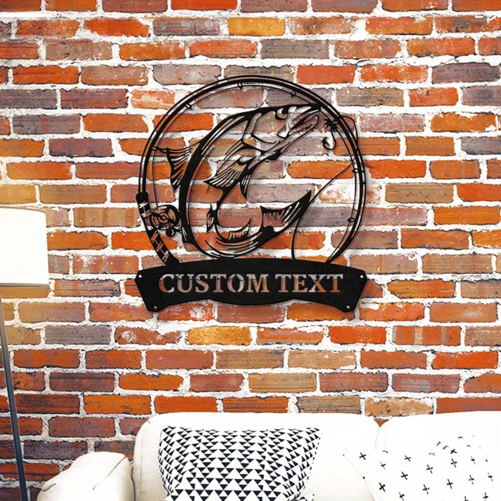 Metal Sign Norwegian Salmon Fishing Gift Personalized Nameplate Home Decor Wall Art Angler Sculpture