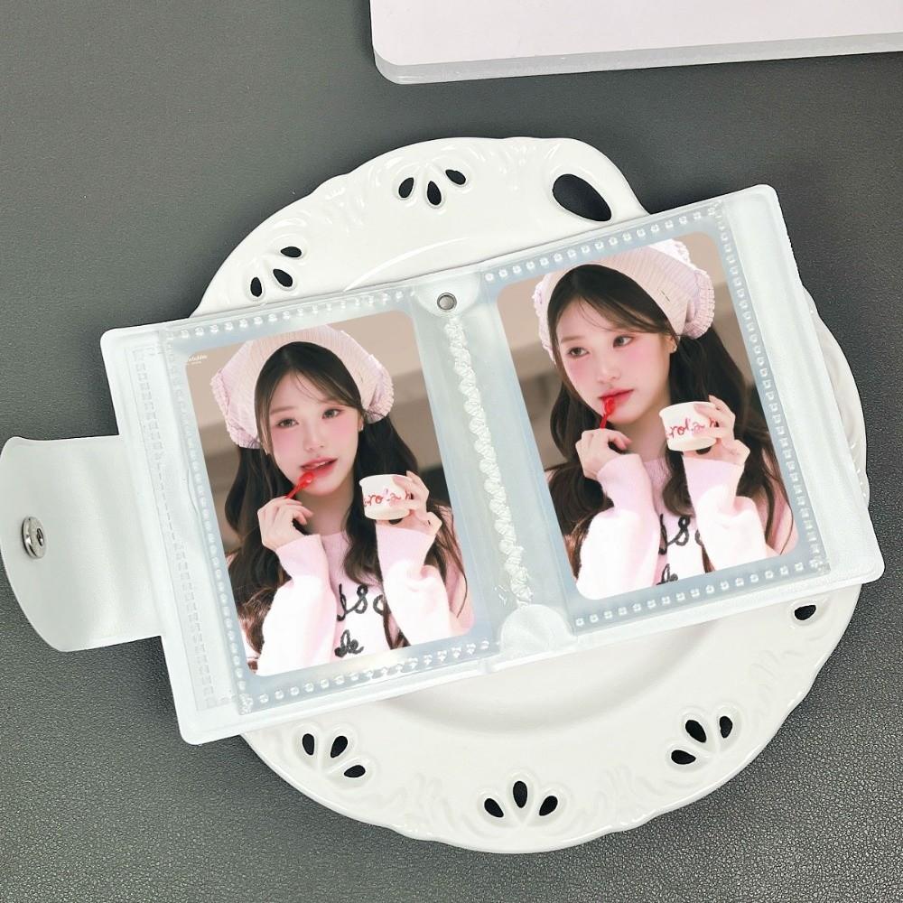 Pink Love Bow Card Album PVC with 16 Internal Pages Photocard Binder 3 Inch Mini Collectible Card Album Postcard Book