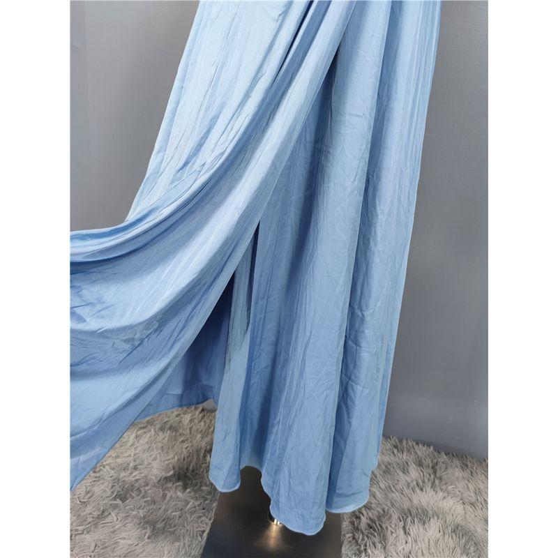 Export Single Lu Home Smooth Satin Sling Open Back Elegance Socialite Temperament Big Slit Party Dress Pendant Skirt for Women