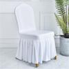 Pure Color Pleated Skirted Chair Cover Full Wrap Dustproof Seat Cover Washable Removable Elastic Chair Cover