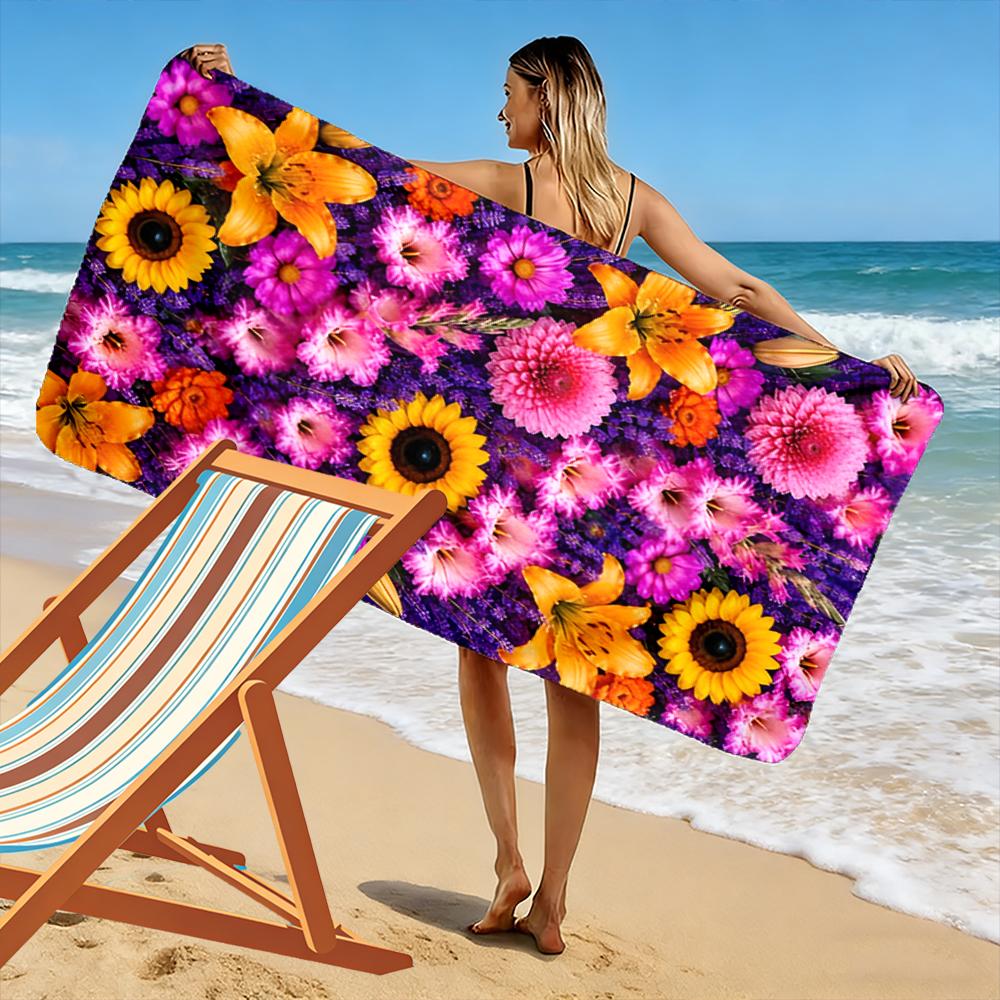 Colorful Floral Design Beach Towel Beach Towel Quick-drying for Travel Outdoor Sports Jogging Beach and Swimming