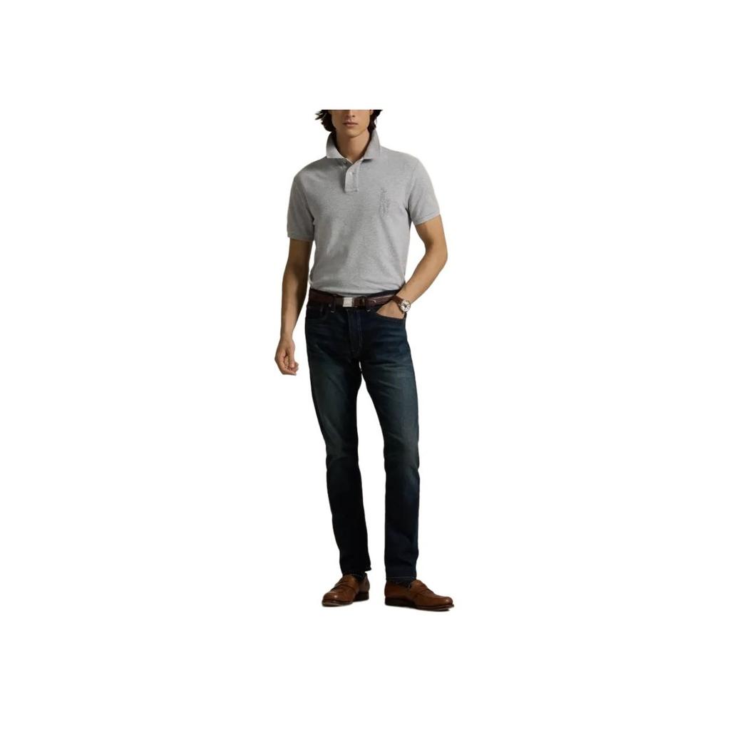Polo Ralph Lauren SS24 Logo Embroidered Print Short Sleeve Mesh Polo Shirt Men Polo Shirts Gray MNPOKNI1N823156-020