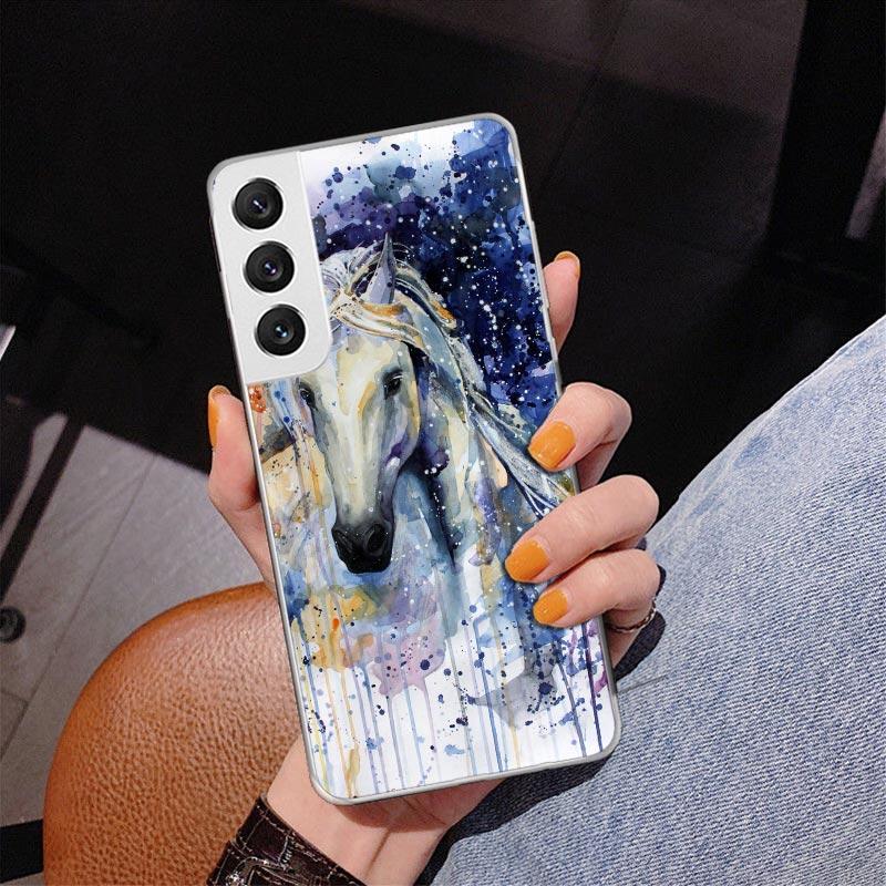 Animal Oil Painting Horse Phone Case For Samsung Galaxy S24 S25 Edge S26 Ultra S23 S22 S21 Plus S20 FE + Personalized Print Cove