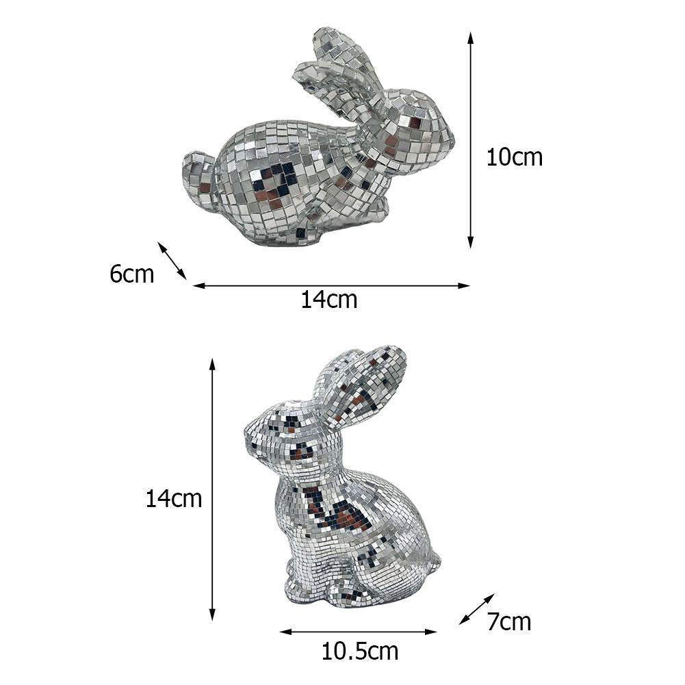 2025 New Easter Decoration Disco Rabbit Prop Silver Foam Animal Rabbit Ball Reflective Gift Mir D0O0