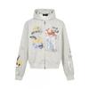 Unisex Hip Hop Graffiti Print Hooded Sweatshirt Loose Fit Long Sleeve Casual Streetwear