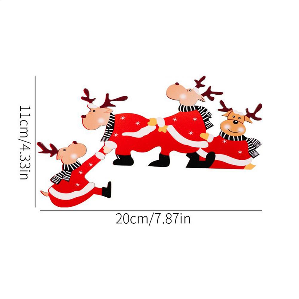 Door Frame Decor Penguin Santa Elk Wall Sign 2 Pieces Wood Christmas Door Corner Decoration For Home Party Bathroom Outdoor