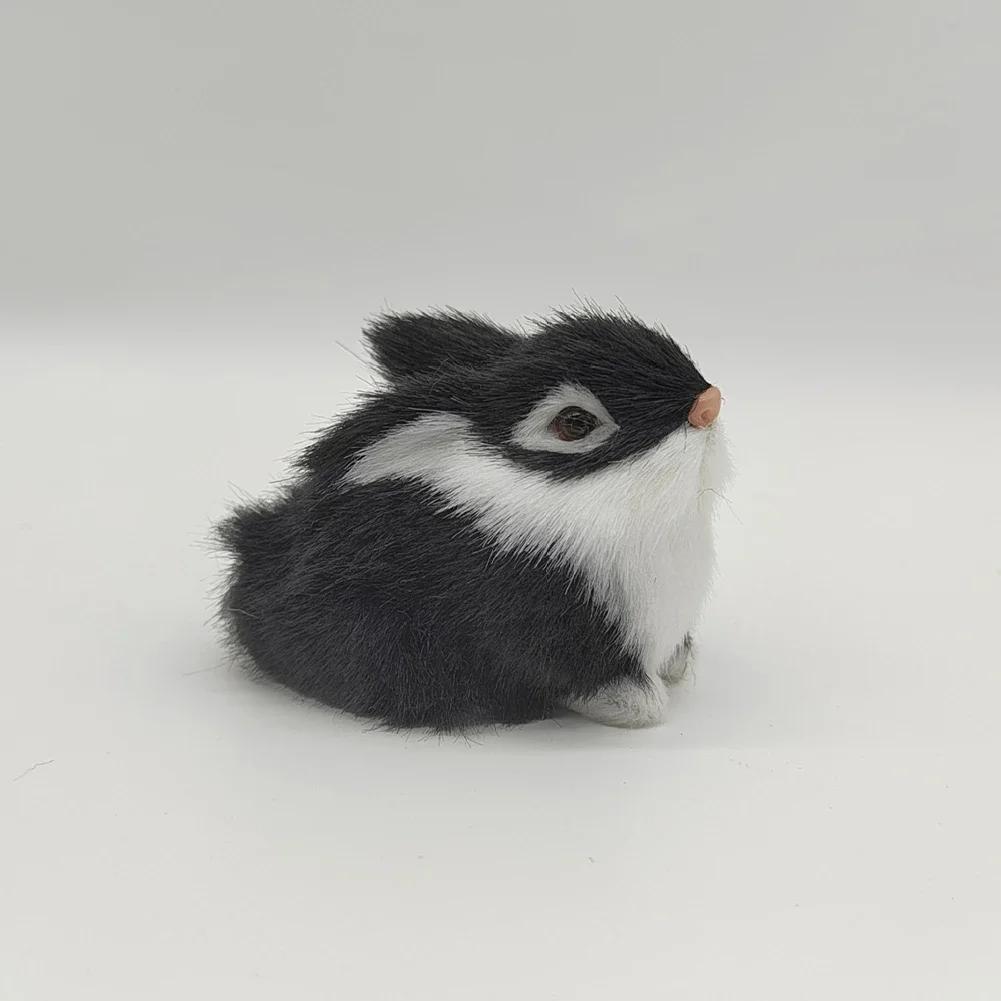 1pcs Mini Simulated Rabbit Animal Model Rabbit Household Decorations Rabbit Fur Crafts Gifts Living Room Decoration