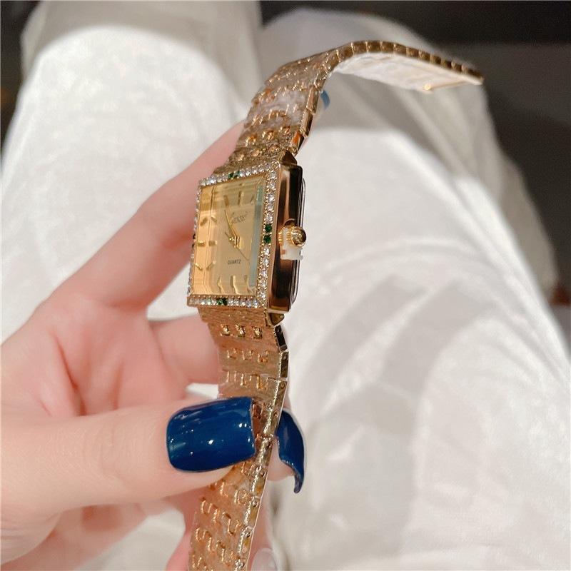 Cacaxi Vintage Square Watch Ladies Fashion Green Diamond Watch