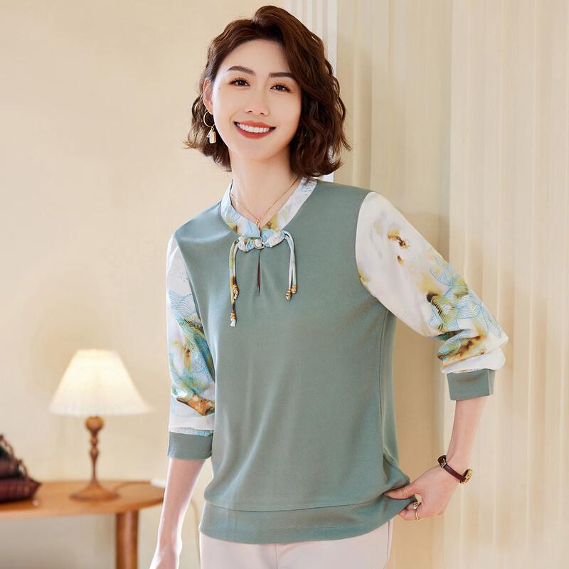 

Pasteur New Chinese Style Spliced Long Sleeve Knit Top 4XL