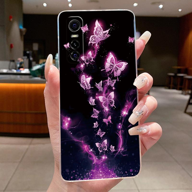 For Vivo Y73S Case Popular Flower Butterfly Phone Case Clear Soft TPU Silicone Back Cover For VivoY73S Y73 S Casing Bumper Shell