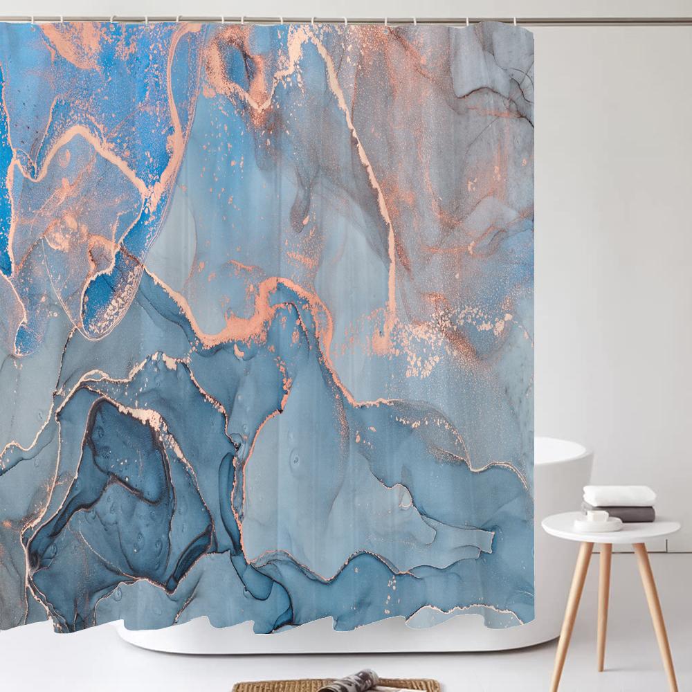 High Quality Print Shower Curtain Art Abstract Marble Pattern Bathroom Curtains Home Decor Waterproof Polyester Fabric with Hook
