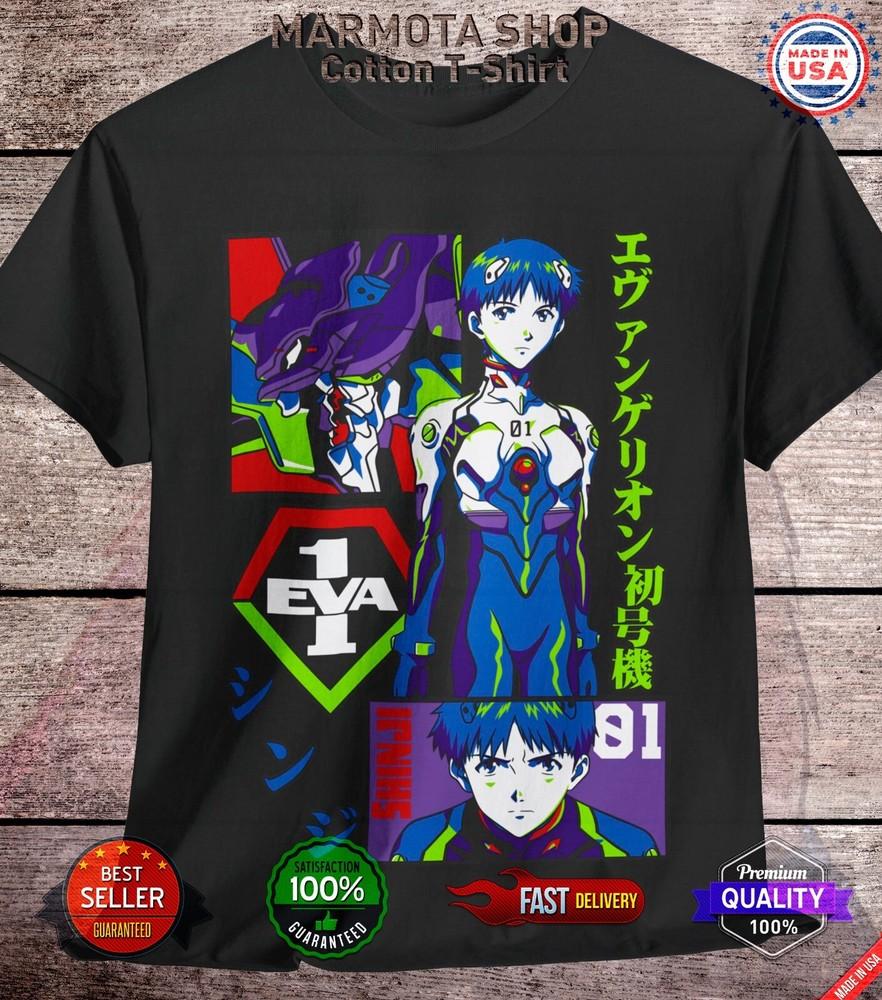 

Shinji Ikari Shirt Neon Genesis Evangelion Anime Tee T-Shirt Asuka Rei Unisex 3XL