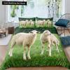 Funny Sheep King Queen Bedding Set Kids Farm Animal Duvet Cover White Little Lamb Comforter Cover 2/3pcs Polyester Quilt Cover