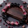 Bohemian Jewelry Bracelet Round Bead Bracelet Crystal Obsidian Red Glass Bracelet Beaded Fashion Stackable Bracelet