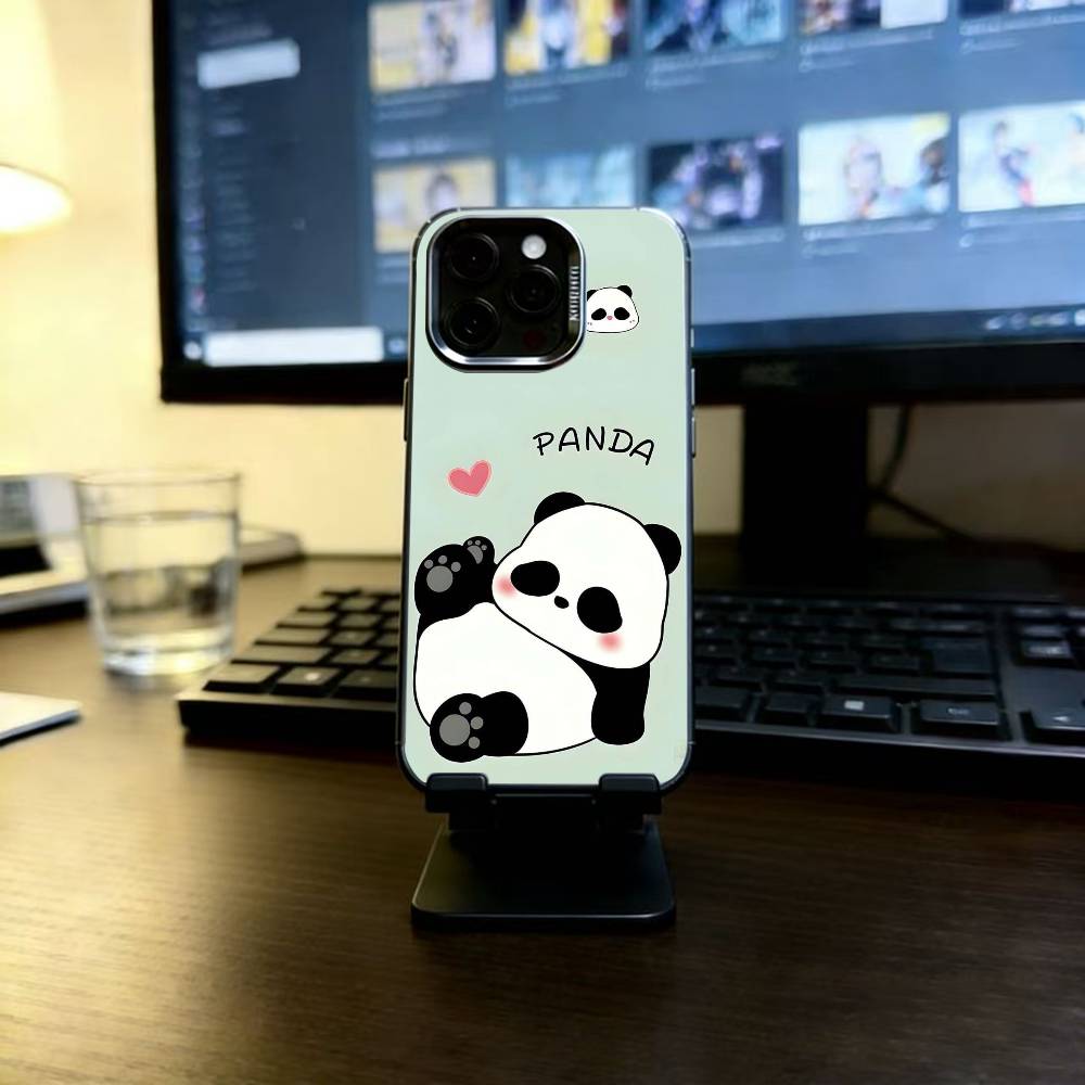 

Милый мультяшный животный чехол-панда для iPhone 17,16,15,14,13,12,11 Plus,Pro Max,XS,Красочный серебристо-черный чехол iPhone17ProMax