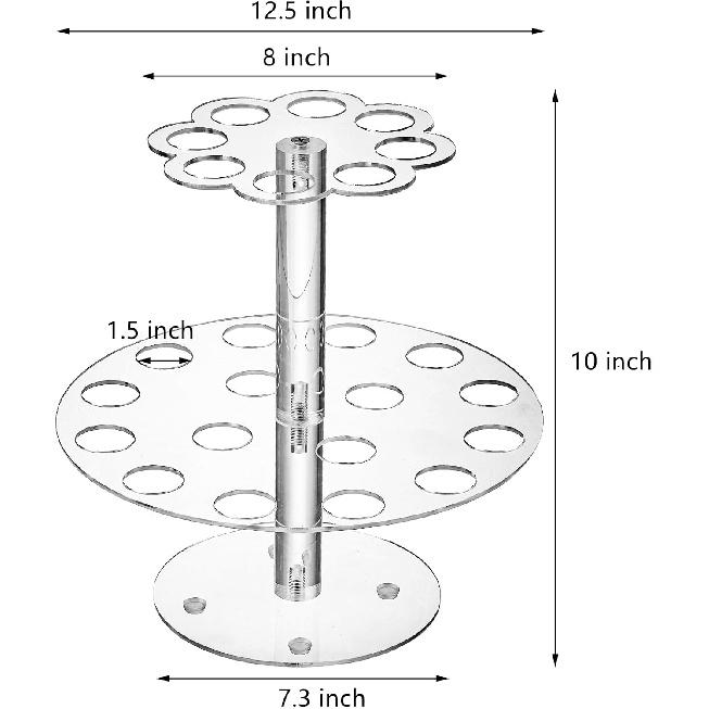Hacaroa Acrylic Ice Cream Cone Holder, 24 Holes Waffle Sushi Hand Roll Stand Double Layer Cone Display Stand, Clear Food Display Stand Rack for