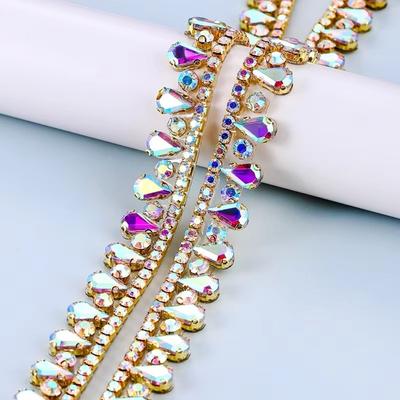 1 Yard/90cm Strassband Diamantband Mehrfarbig Kristall Vielseitige Diamantstreifen DIY Diamantkette