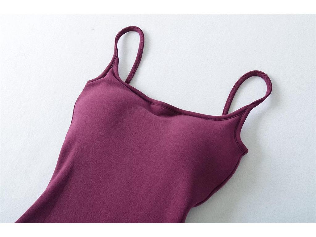 Canotta Calda in Pile da Donna Stile Spicy Girl: Top aderente, elasticizzato, senza maniche con coppe al seno per Autunno/Inverno