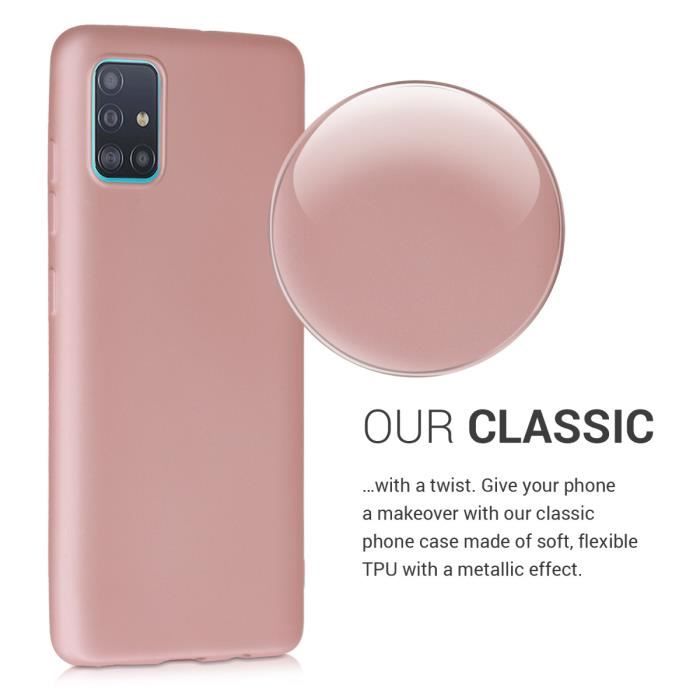 Coque - kwmobile - Samsung Galaxy A51 - Silicone or rose métallisé - Protection contre saleté - Souple