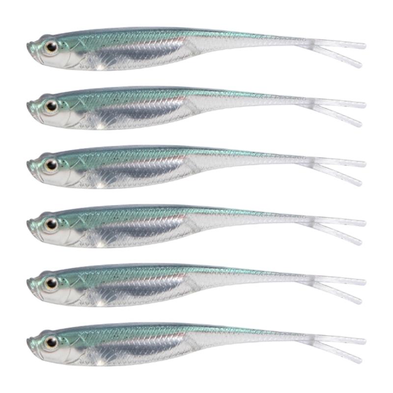 6Pcs Soft Lures Floating Baits Artificial Swimbaits Fork Tail Swimbaits Lures Soft Artificial Baits Fishing Lures