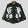 INCERUN Men Lapel 3/4 Sleeve Floral Print Casual Loose Oversized Shirts Tops