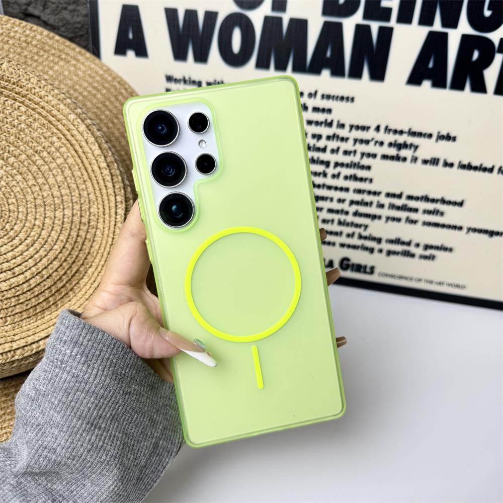 Translucent Matte PC Case For Samsung S25 Ultra S26 Plus S24 S23 Ultra Magnetic For Magsafe Wireless Charging Shockproof Cover