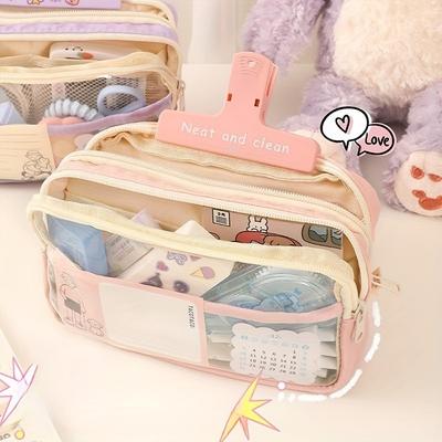 3 Layer Transparent Large Capacity Simple Pencil Case Multi Functional Pen Bag Pouch for Students School Stationery Supplies