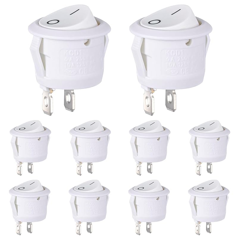 Round Rocker Switch Red Light Illuminated On Off 3 Pin 2 Position Mini Rocker Switch 125V 10A 250V 6A KCD1 Small Circle Toggle Switches For RV Car