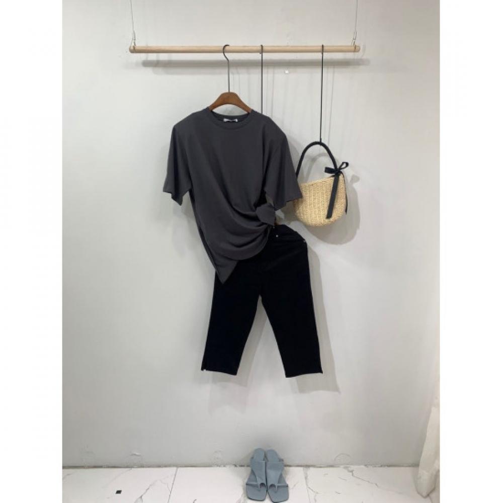 C S In The Room Shoulder Pad SliT aSymmeTriC Hem ShorT Sleeve T ShirT 3 ColorS